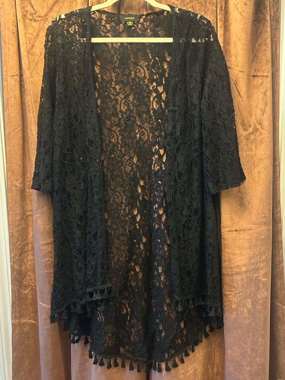 Espresso Black Floral Lace Kimono